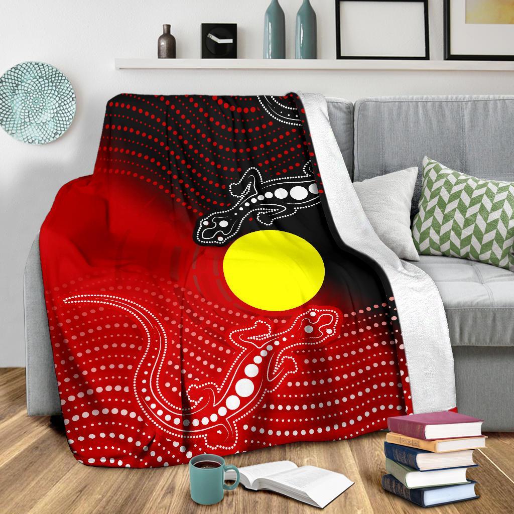 Aboriginal Premium Blanket - Two Indigenous Lizard - Vibe Hoodie Shop