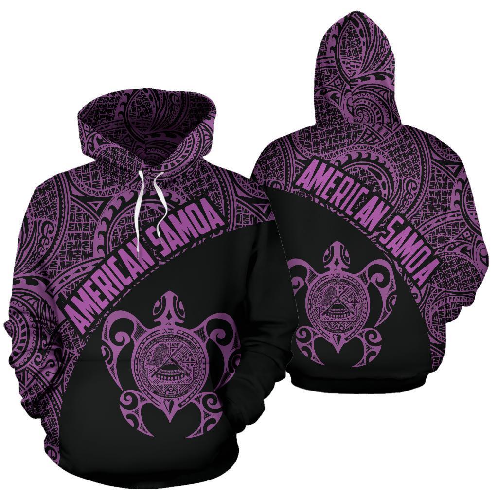 American Samoa Polynesian Hoodie Coat Of Arms In Turtle Purple - Vibe Hoodie Shop