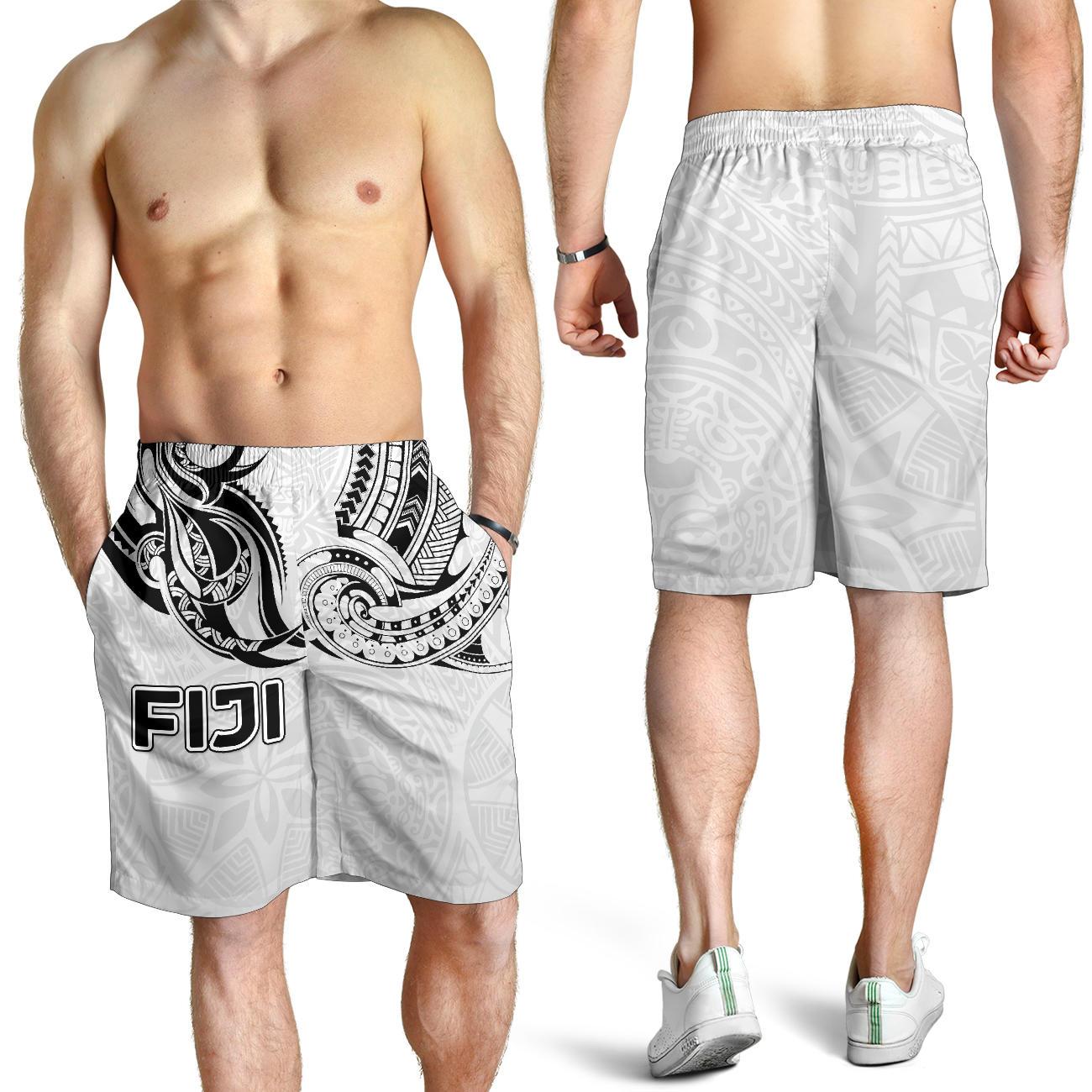 Fiji Rugby Men Shorts Polynesian Waves Style - Vibe Hoodie Shop