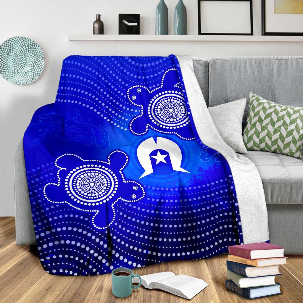 Torres Strait Islanders Premium Blanket - Torres Symbol With Turtle - Vibe Hoodie Shop