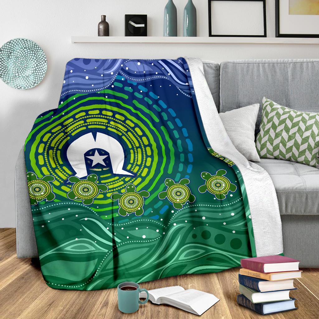 Torres Strait Islanders Premium Blanket - Aboriginal Turtle - Vibe Hoodie Shop