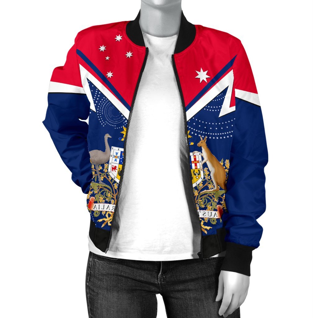 Women's Bomber Jacket - Australian Coat Of Arms Flag Color - Vibe Hoodie Shop