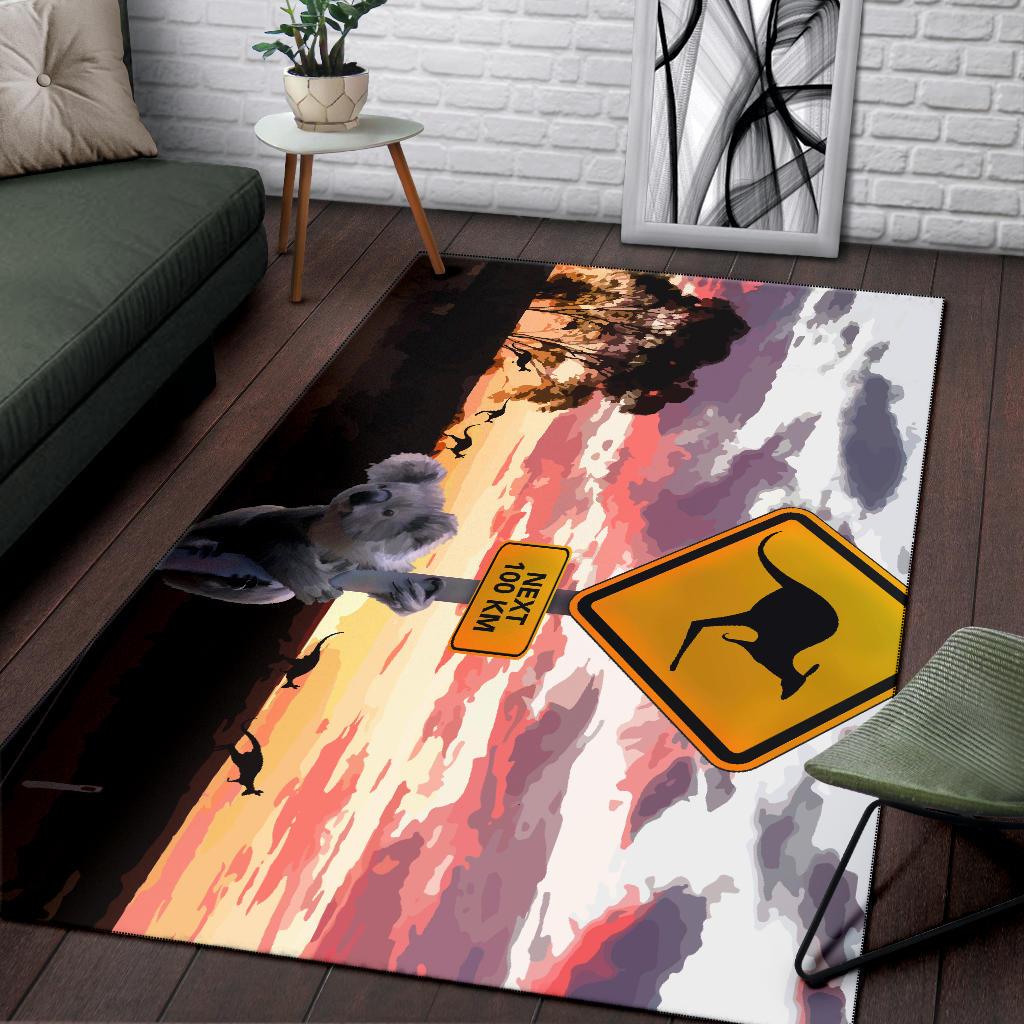 Area Rug - Koala Rug Kangaroo Sign Sunset Landscape Art - Vibe Hoodie Shop