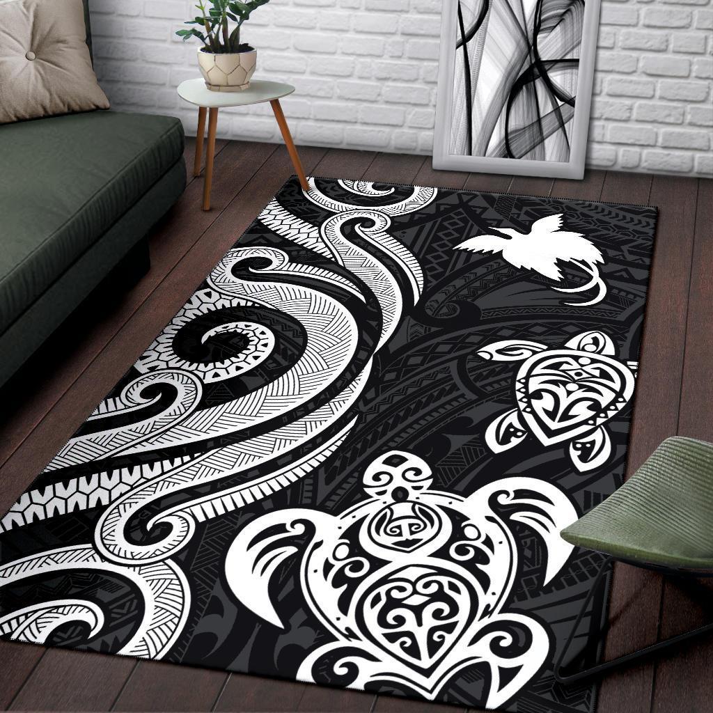 Papua New Guinea Area Rug - White Tentacle Turtle - Vibe Hoodie Shop