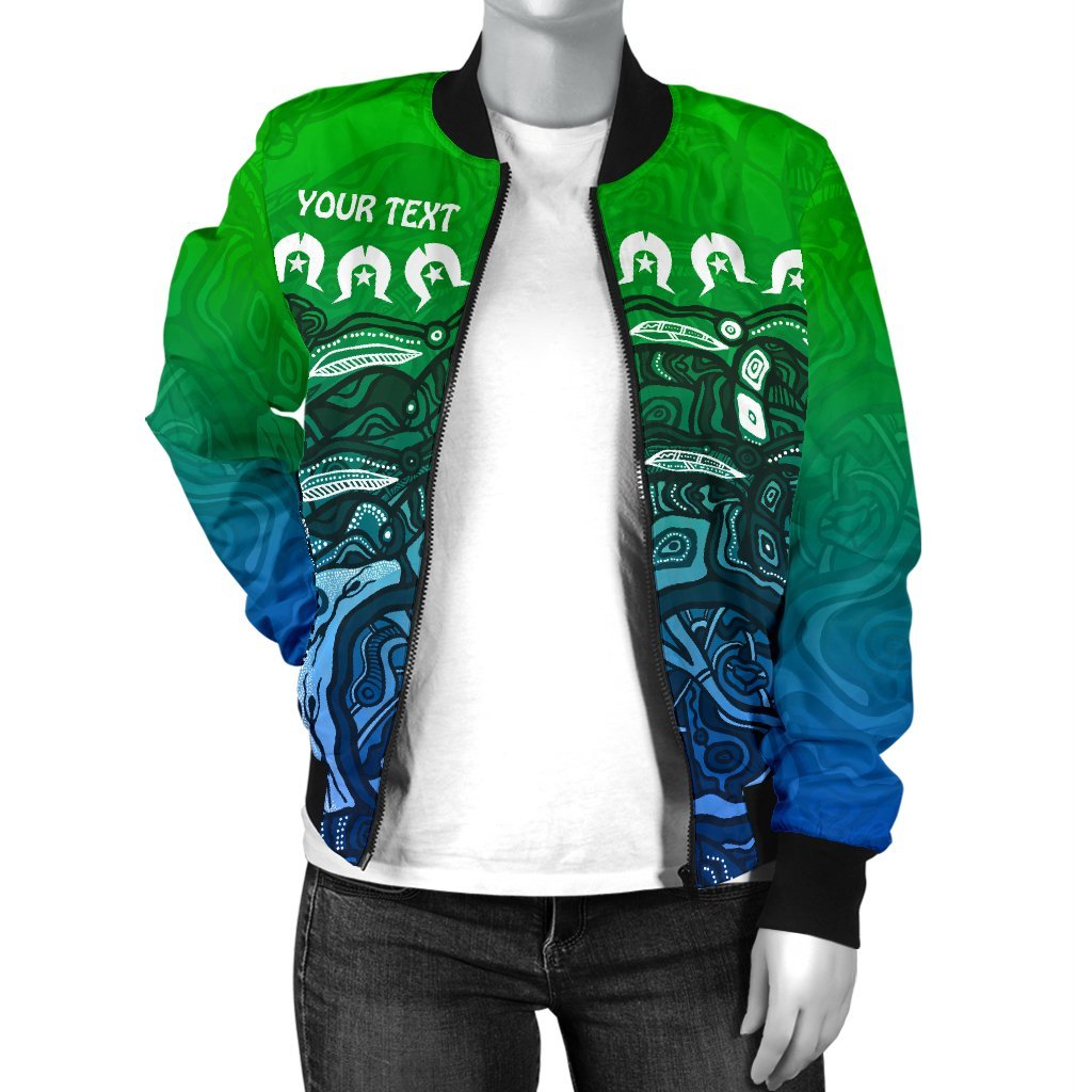 Custom Torres Strait Islands Women's Bomber Jacket - Blue - Vibe Hoodie Shop