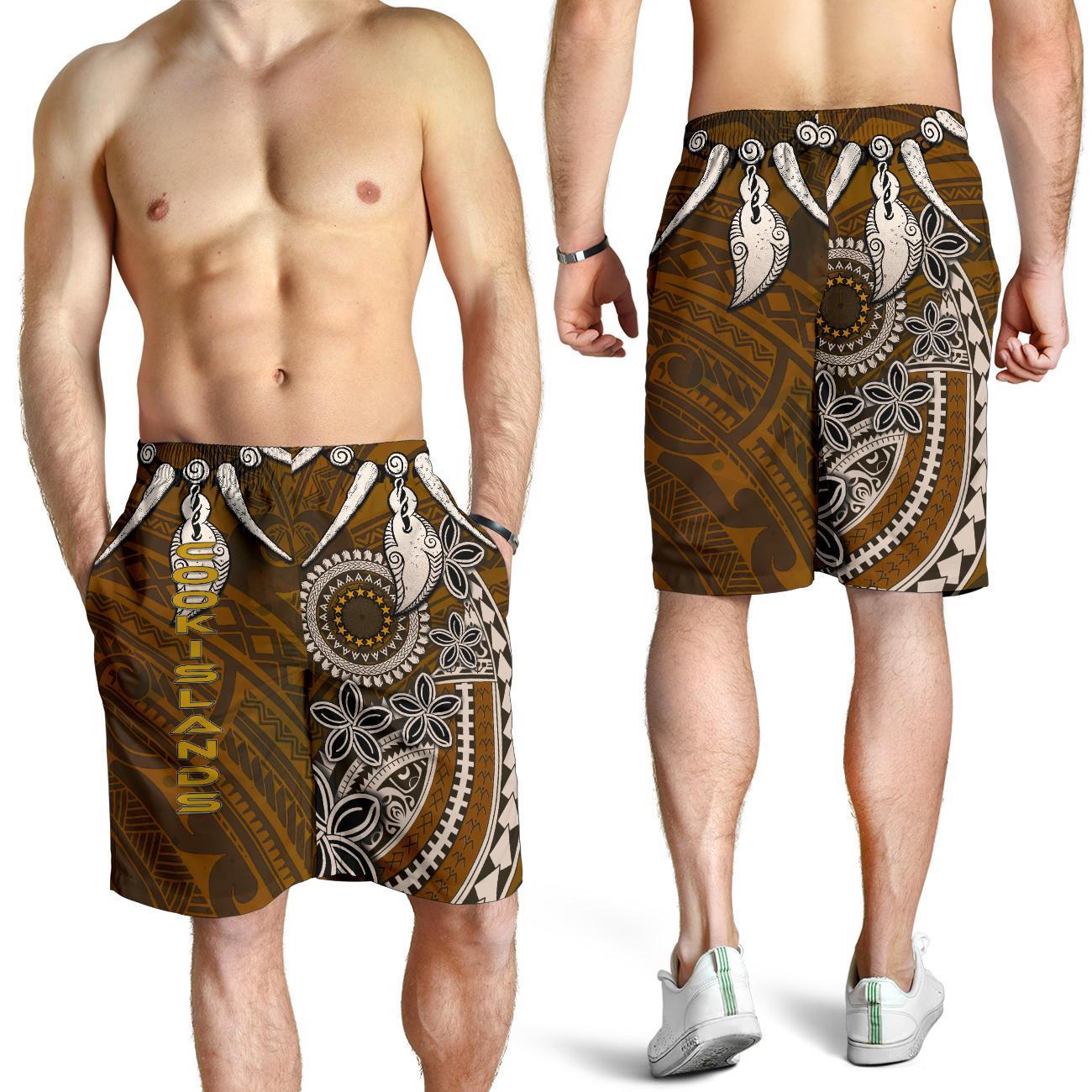 Cook Islands Men's Shorts - Polynesian Boar Tusk - Vibe Hoodie Shop