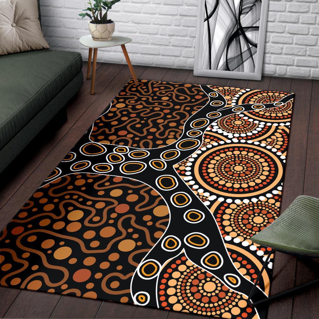 Area Rug - Aboriginal Dot Art Painting With Tree - Vibe Hoodie Shop