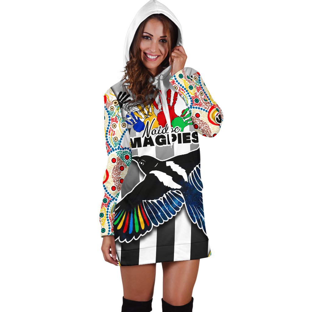 (Custom Personalised) Magpies NAIDOC Week Women's Hoodie Dress Collingwood Modern Style - Vibe Hoodie Shop