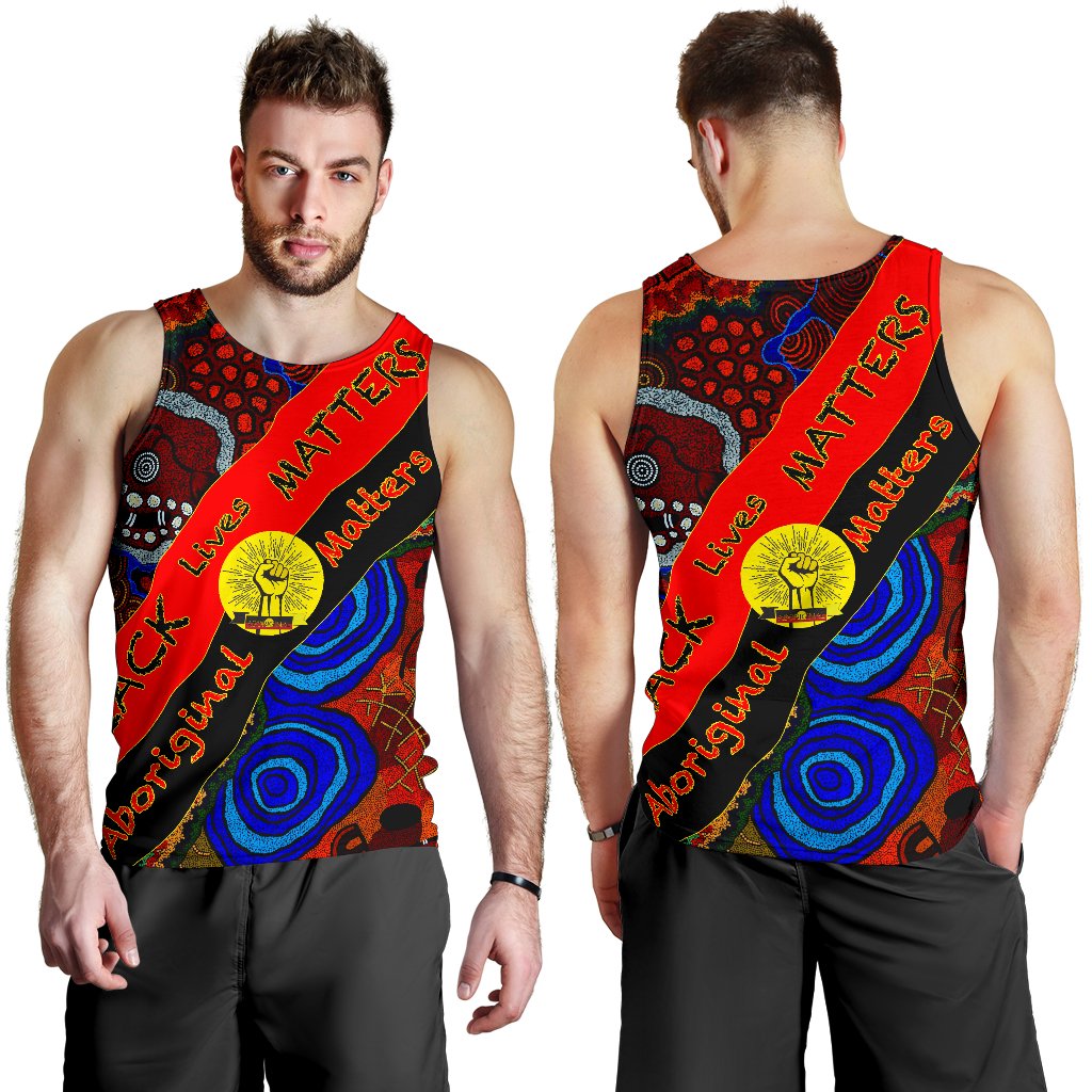 Men's Tank Top - Black Lives Matter and Aboriginal Patterns - Vibe Hoodie Shop