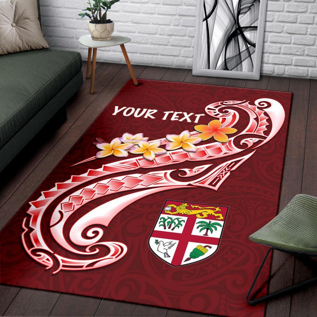 Fiji Custom Personalised Area Rug - Fiji Seal Polynesian Patterns Plumeria (Red) - Vibe Hoodie Shop