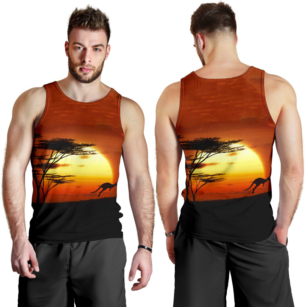 Men Tank Top - Kangaroo Mens Tank Sunset Ver01 - Vibe Hoodie Shop