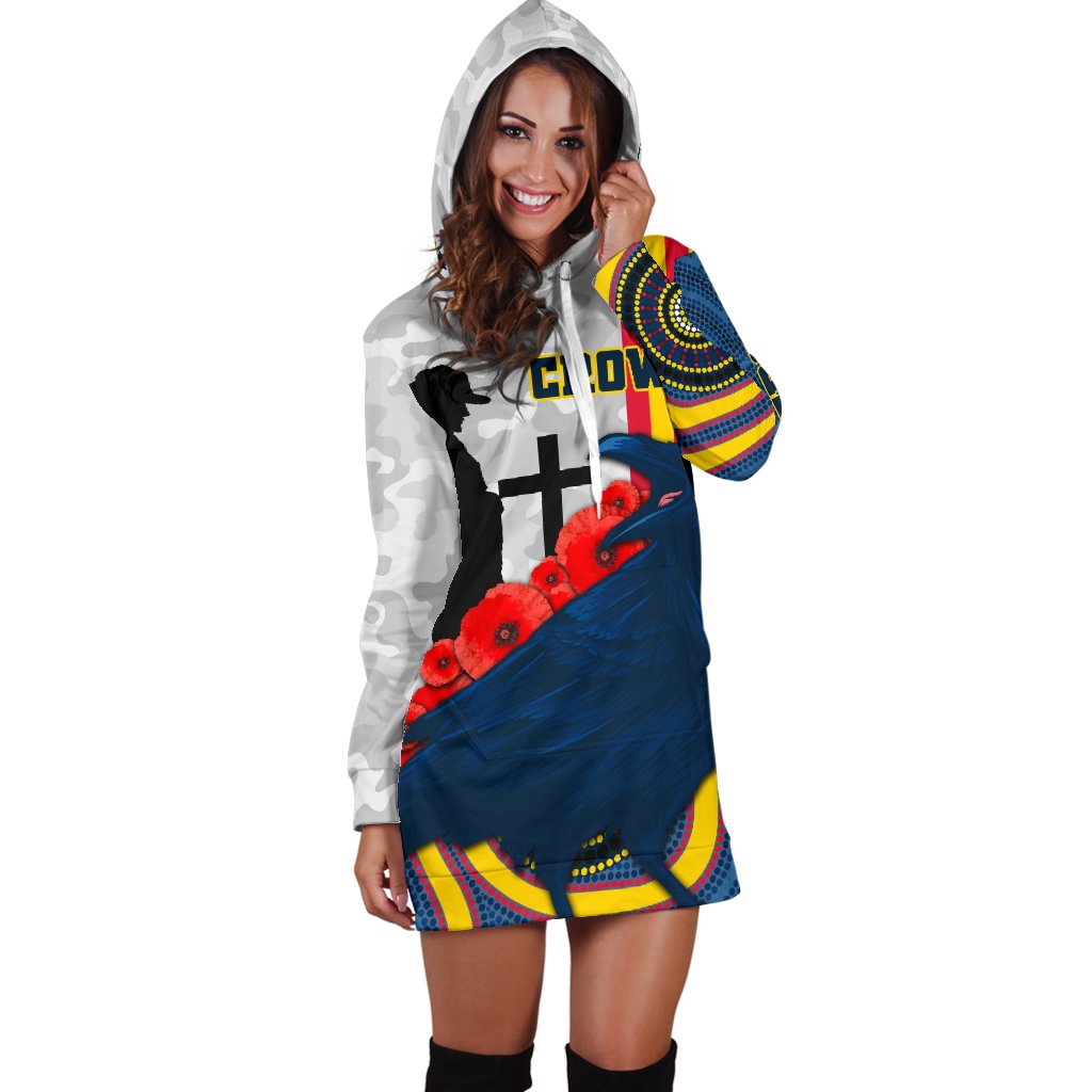 Adelaide Women's Hoodie Dress Special Crows ANZAC Day - Vibe Hoodie Shop