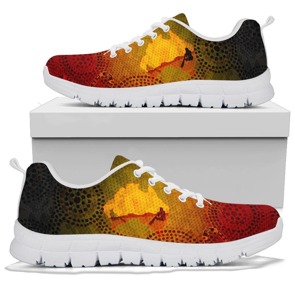 Aboriginal Sneakers, Australian Map with Indigenous Color - Vibe Hoodie Shop