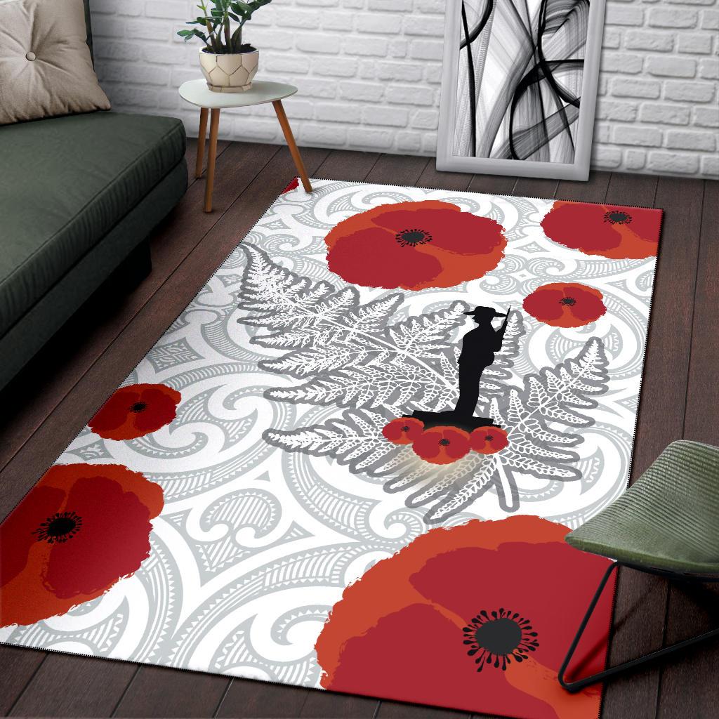 ANZAC Maori Area Rug Silver Fern Lest For Get - Vibe Hoodie Shop