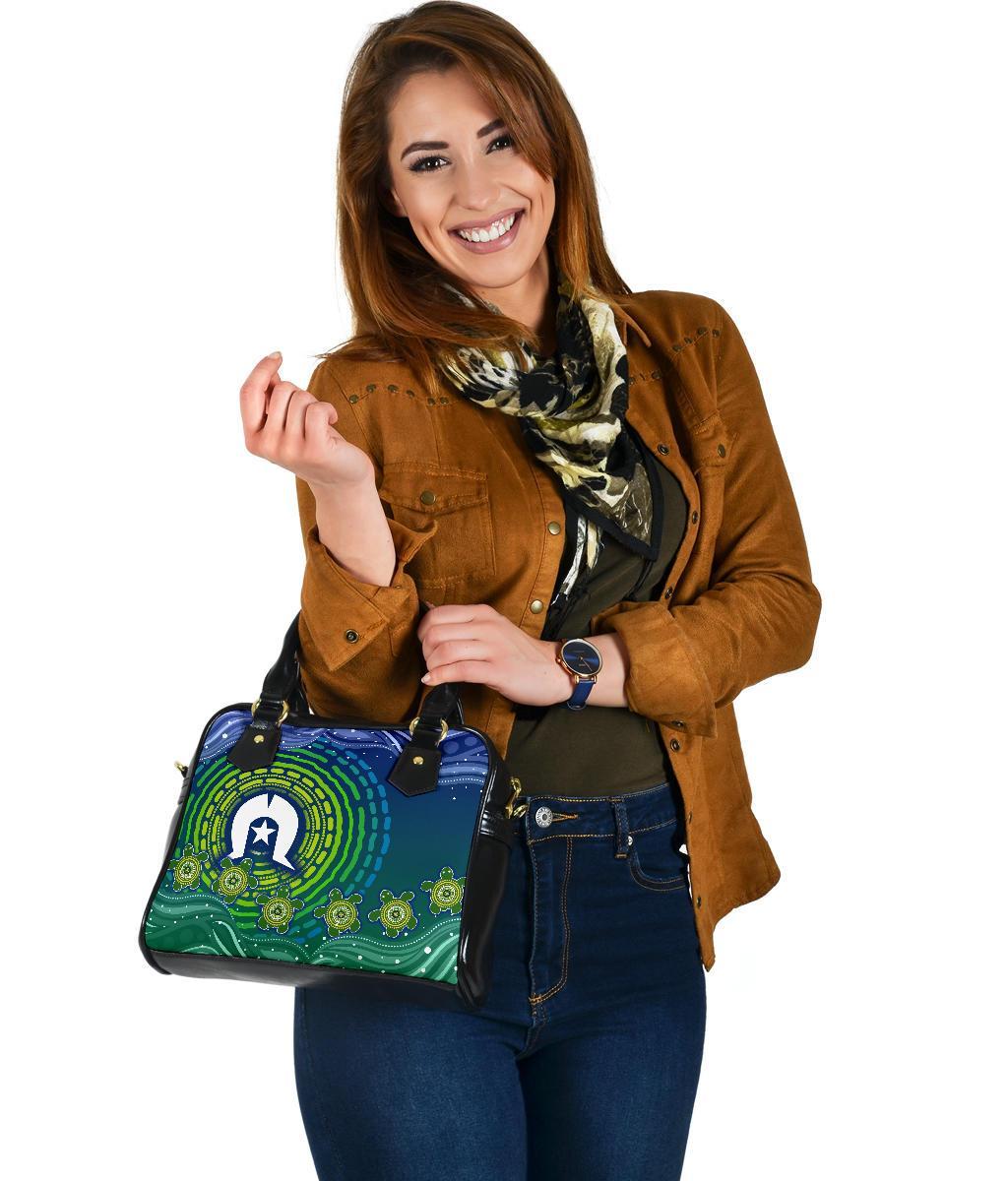 Torres Strait Islanders Shoulder Handbag - Aboriginal Turtle - Vibe Hoodie Shop