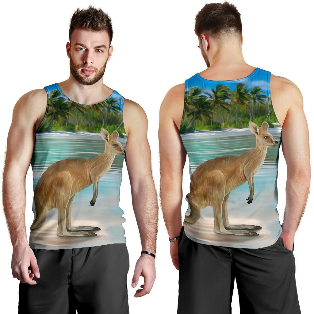 Men Tank Top - Kangaroo Mens Tank Landscape Art - Vibe Hoodie Shop