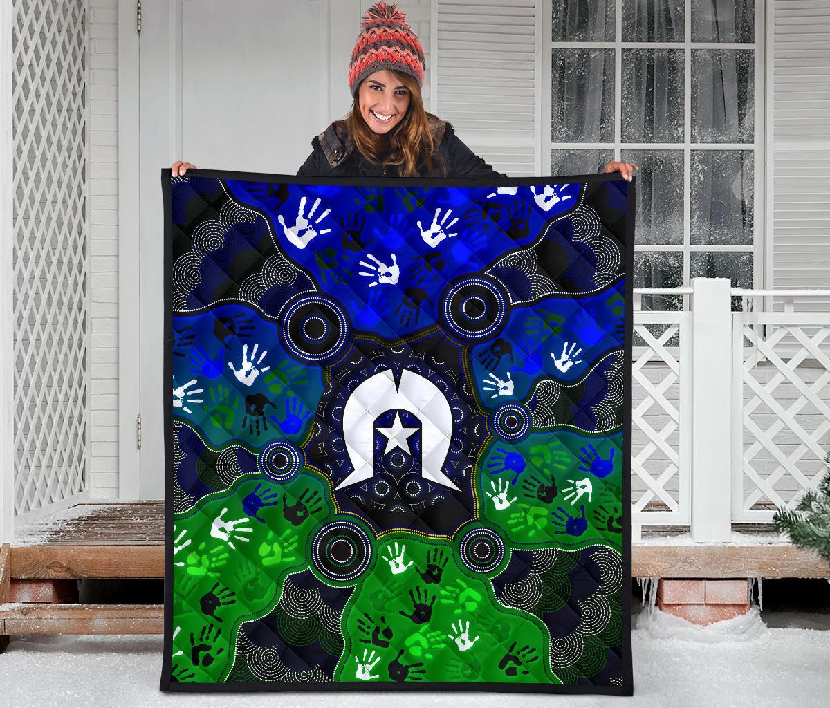 Aboriginal Premium Quilt - Torres Strait Symbol With Indigenous Patterns - Vibe Hoodie Shop