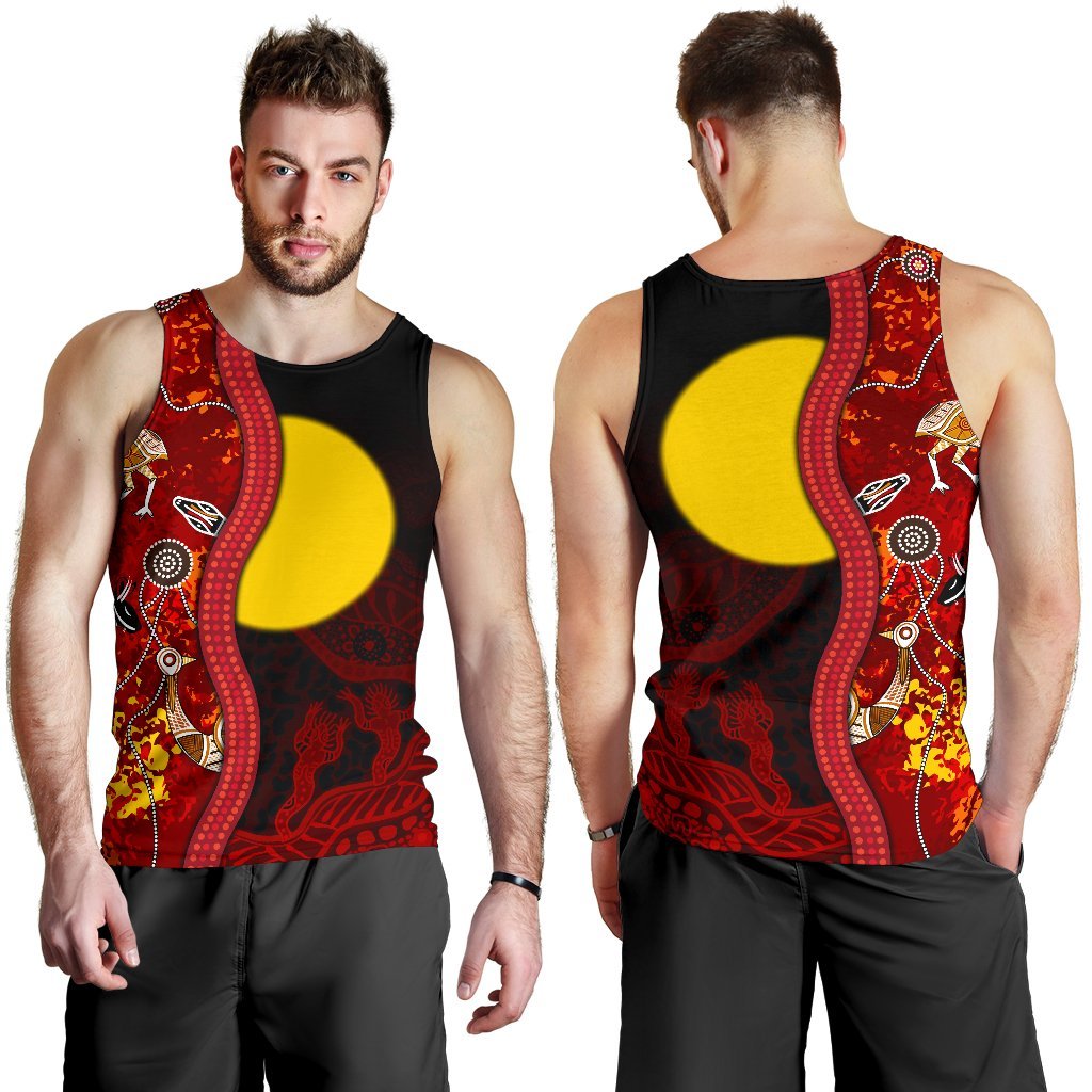 Aboriginal Men's Tank Top - Red Indigenous Flag - Vibe Hoodie Shop