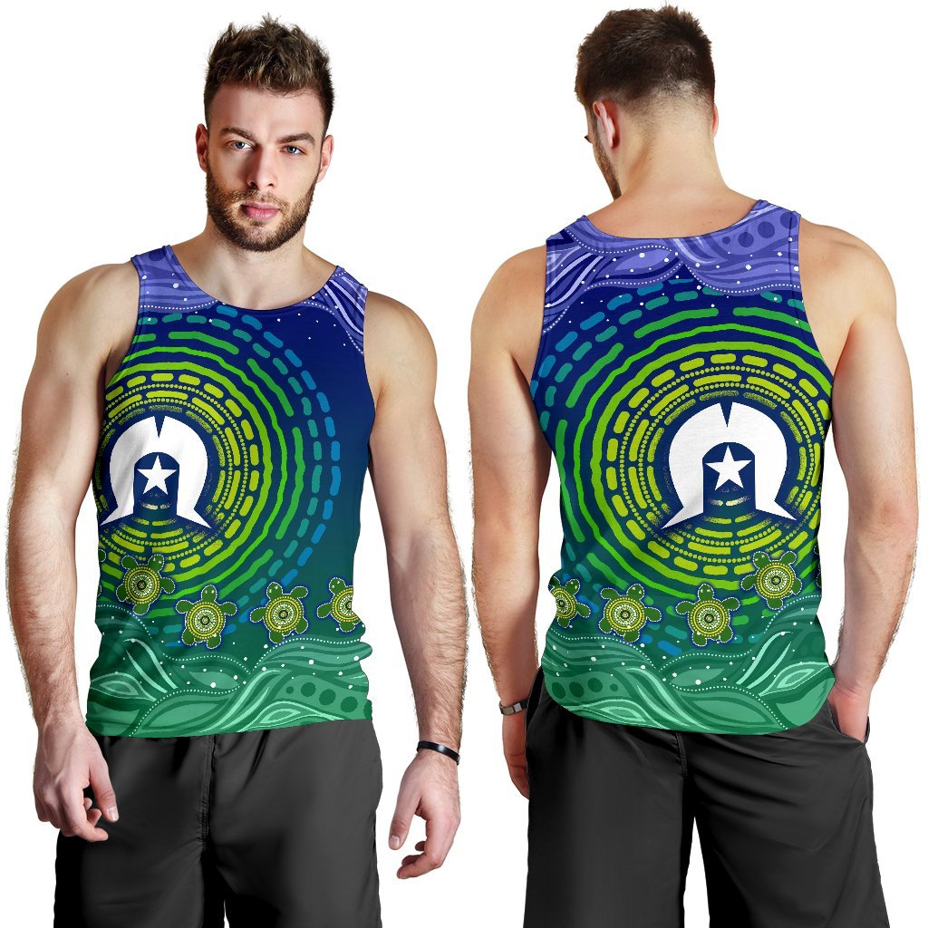 Torres Strait Islanders Men's Tank Top - Aboriginal Turtle - Vibe Hoodie Shop