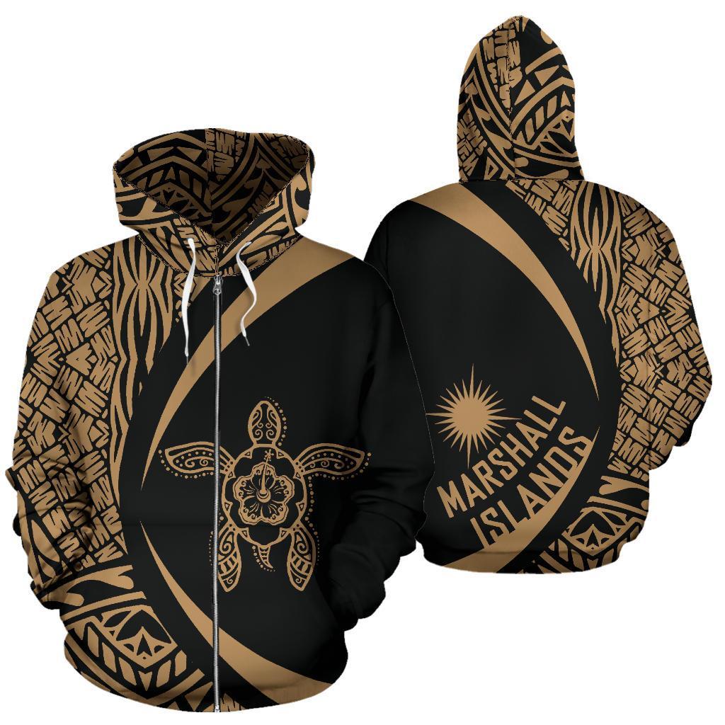 Marshall Islands Turtle Polynesian Zip Up Hoodie - Circle Style 01 - Vibe Hoodie Shop