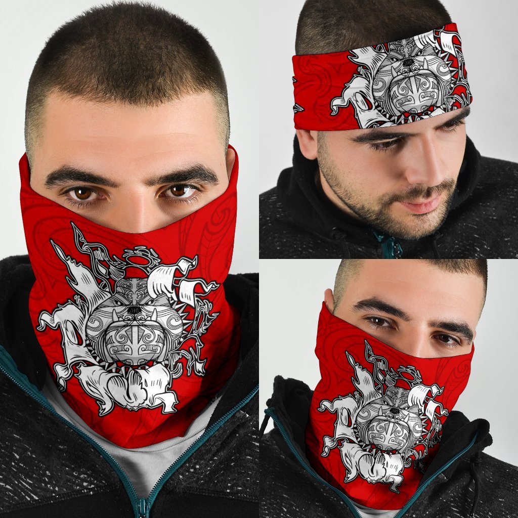 Maori Bulldog Bandana, New Zealand Bandana - Red - Vibe Hoodie Shop