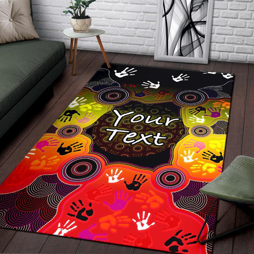 Custom Aboriginal Area Rug, Indigenous Circle Dot Painting Hand Art - Vibe Hoodie Shop