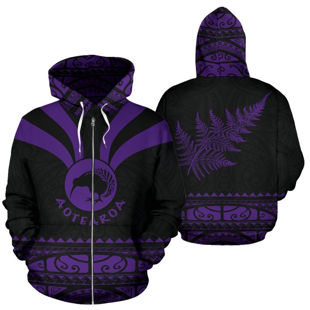 New Zealand Aotearoa Hoodie, Maori Silver Fern Zip Up Medal Version Hoodie - Vibe Hoodie Shop