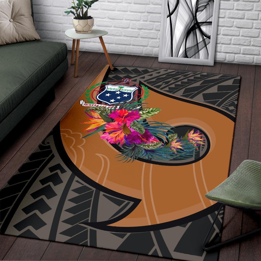 Samoa Area Rug - Polynesian Hook And Hibiscus (Nude) - Vibe Hoodie Shop