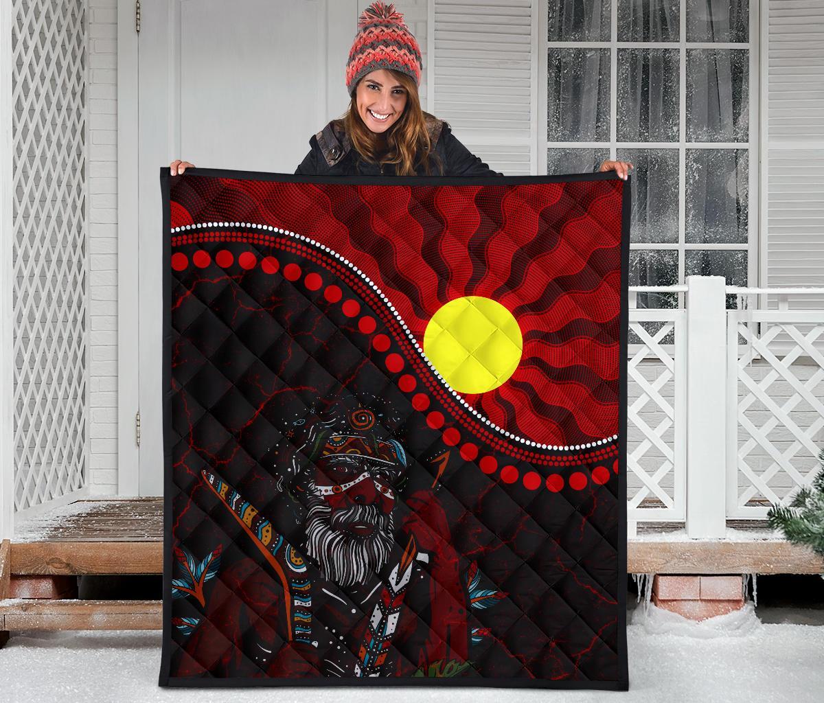 Aboriginal Premium Quilt - Indigenous People And Sun - Vibe Hoodie Shop