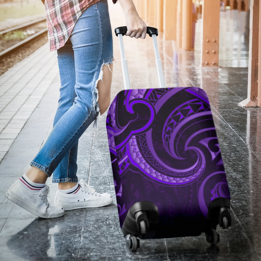 New Zealand Maori Mangopare Luggage Cover Polynesian - Purple - Vibe Hoodie Shop