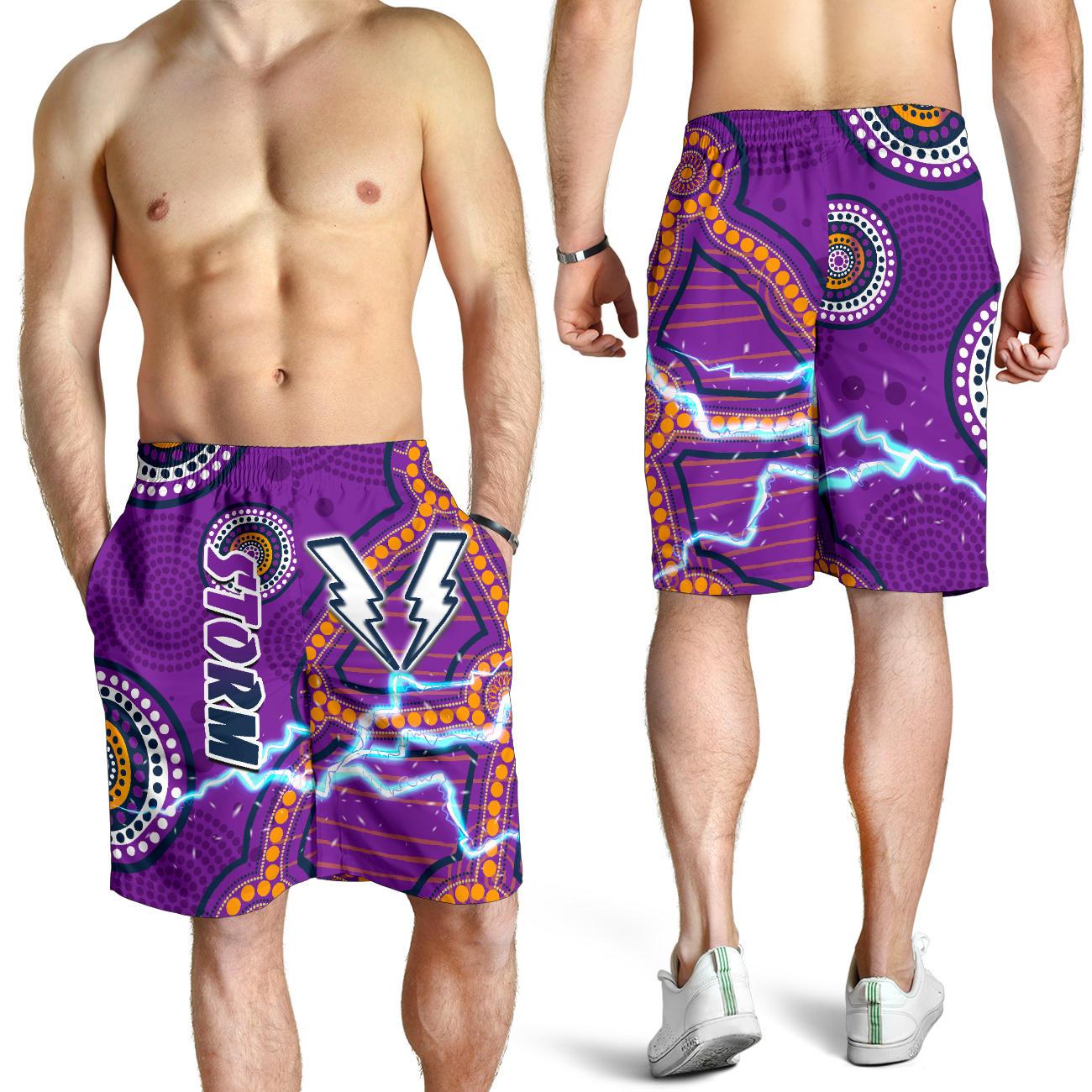 Storm Men Shorts Melbourne Indigenous Thunder - Vibe Hoodie Shop