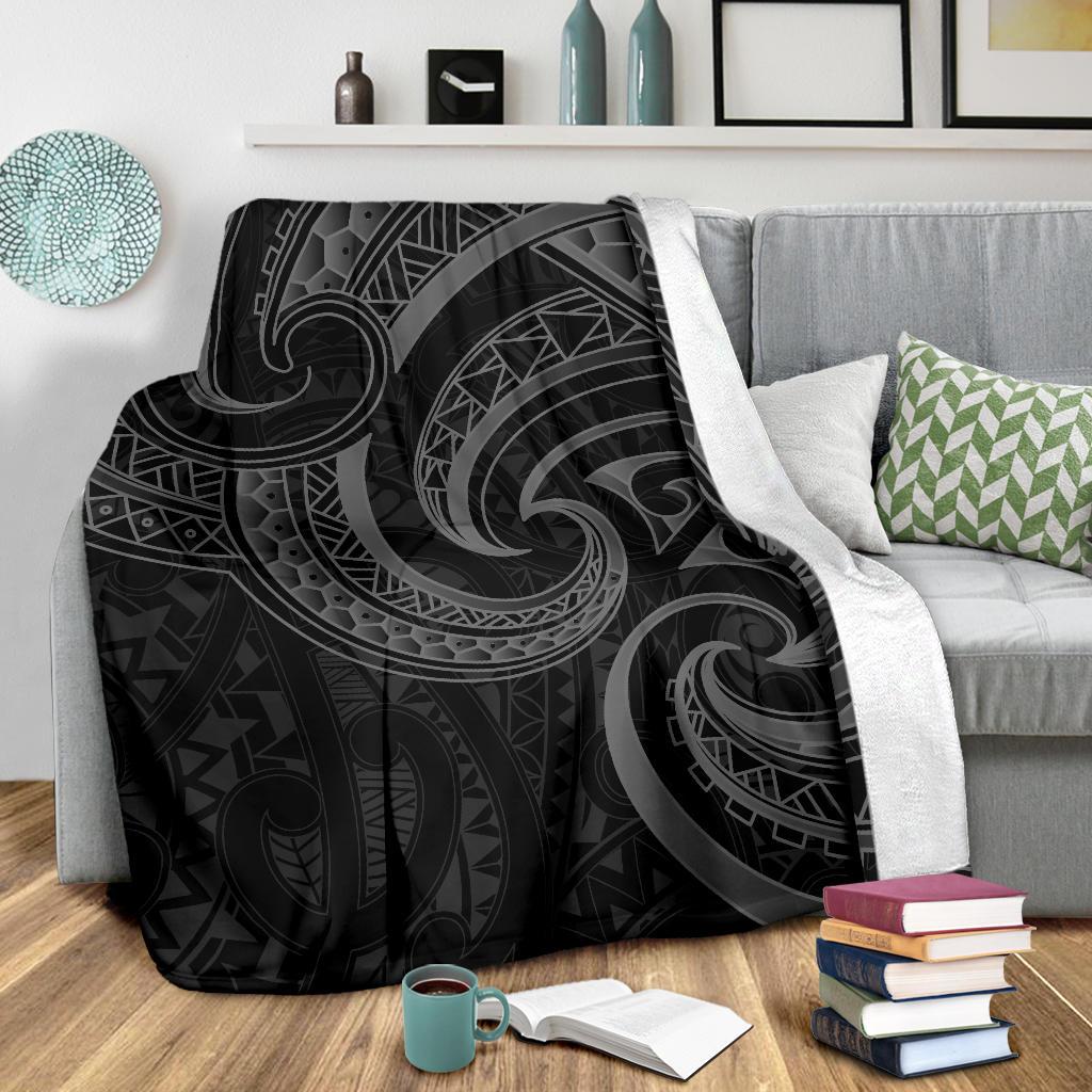 New Zealand Maori Mangopare Premium Blanket Polynesian - Black - Vibe Hoodie Shop