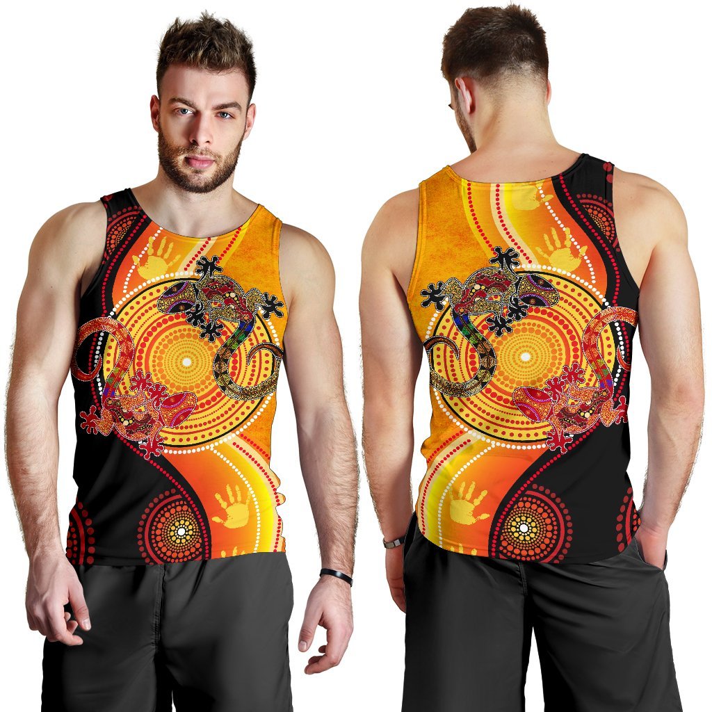 Aboriginal Men's Tank Top - Couple Aboriginal Lizards - Vibe Hoodie Shop