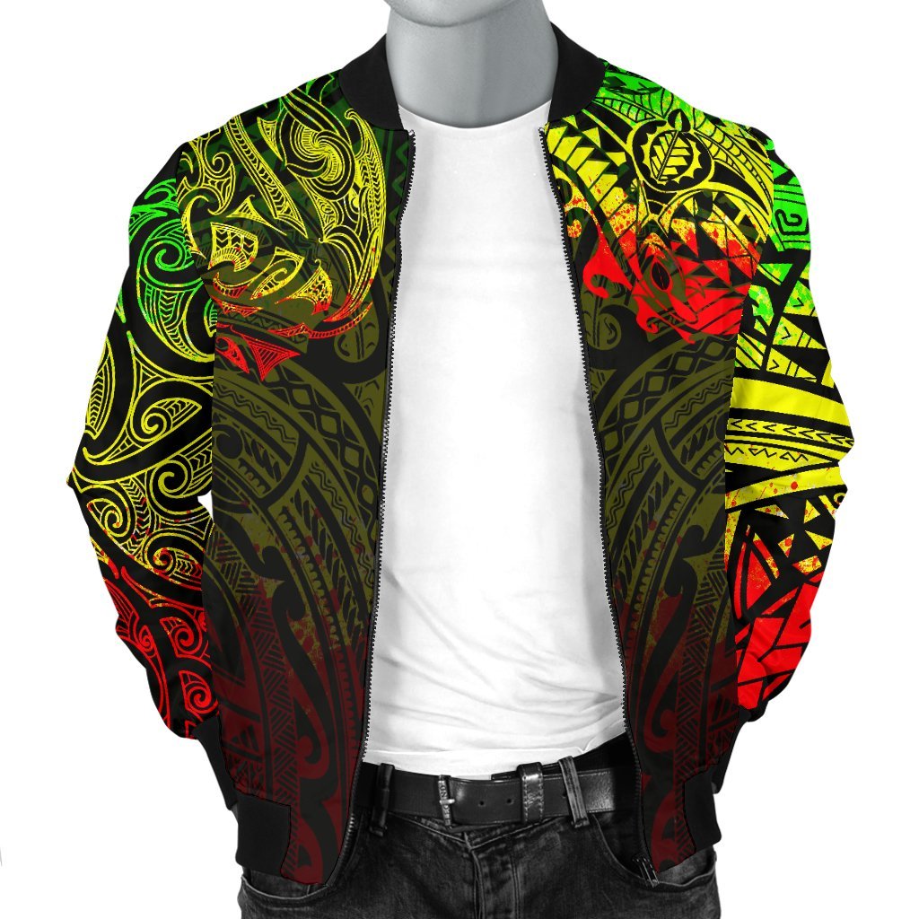 New Zealand Men's Bomber Jacket, Maori Polynesian Tattoo Reggage - Vibe Hoodie Shop