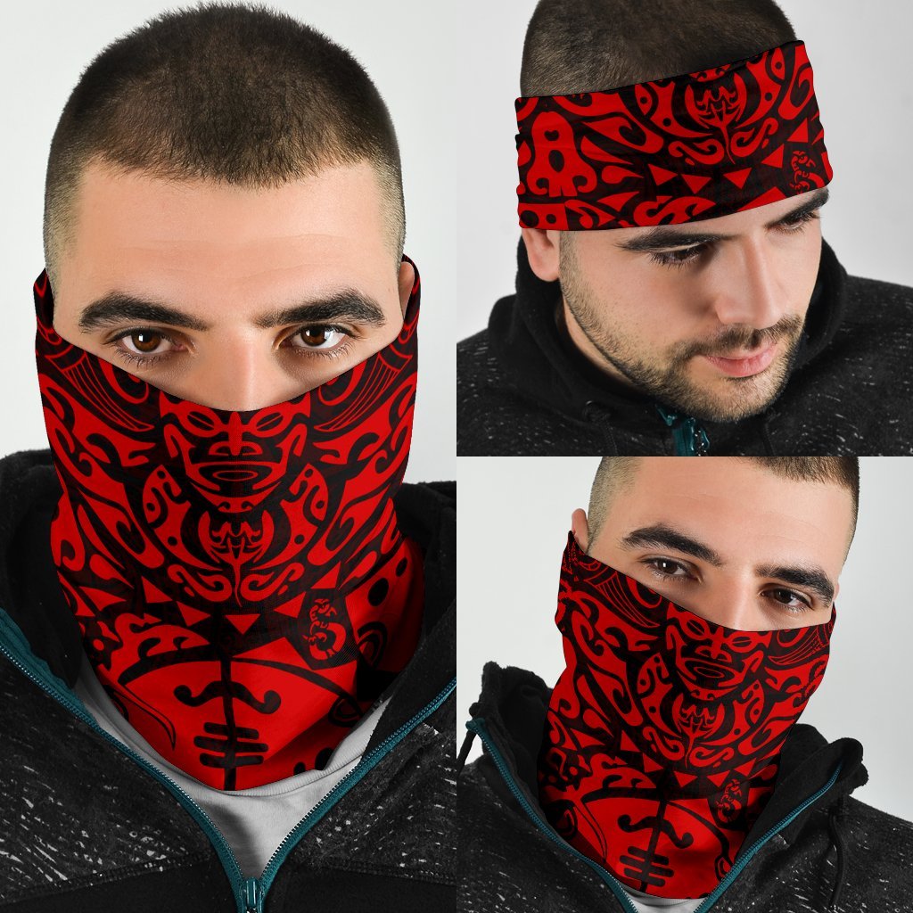 New Zealand Maori Tangaroa Tattoo Bandana - Red - Vibe Hoodie Shop