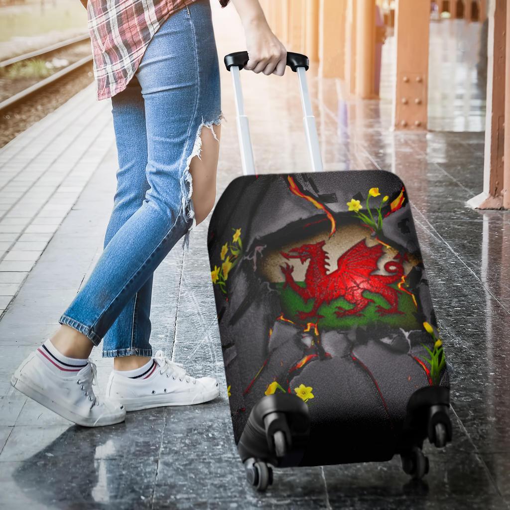 Wales Luggage Covers - Welsh Dragon Daffodil Lava - Vibe Hoodie Shop