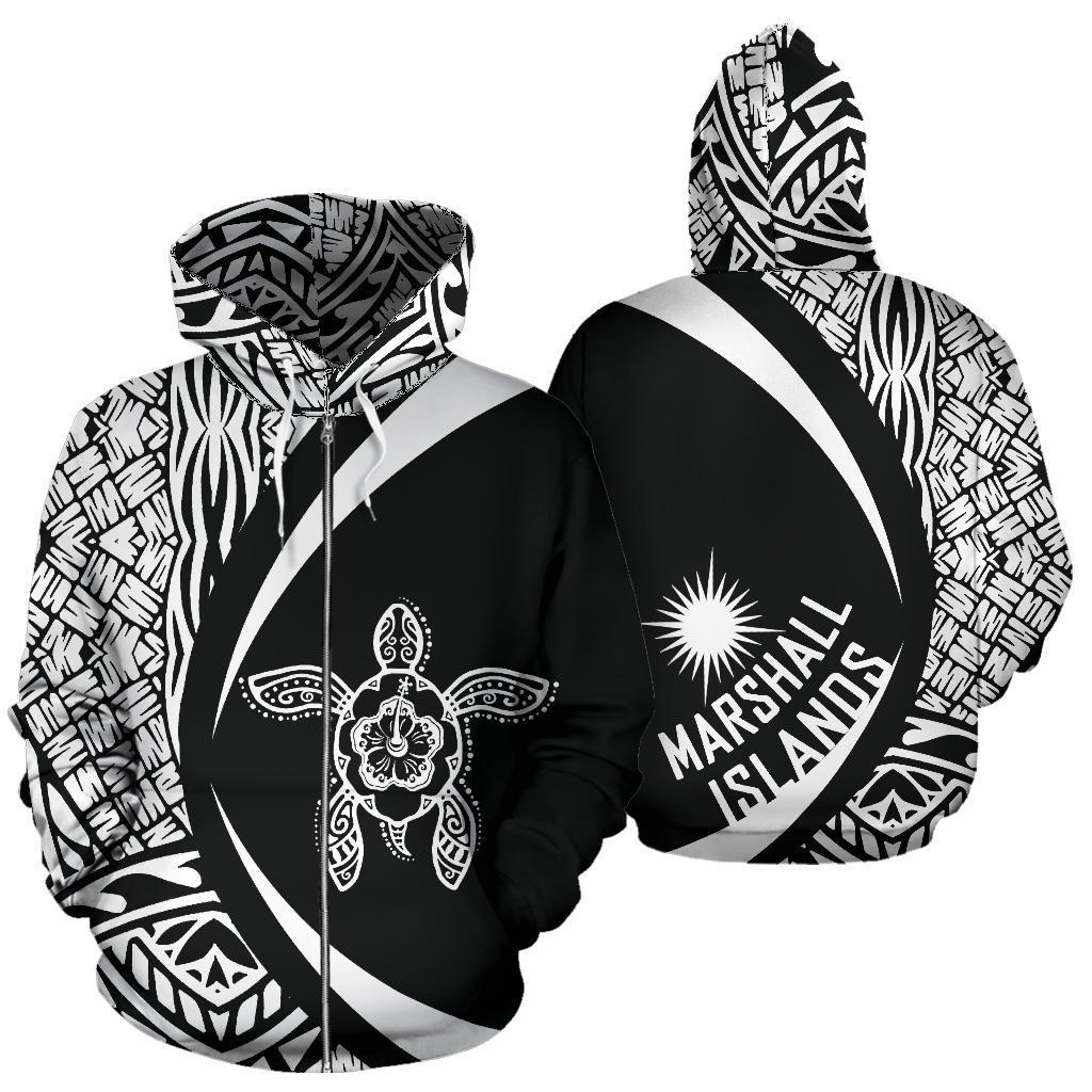 Marshall Islands Turtle Polynesian Zip Up Hoodie - Circle Style 06 - Vibe Hoodie Shop