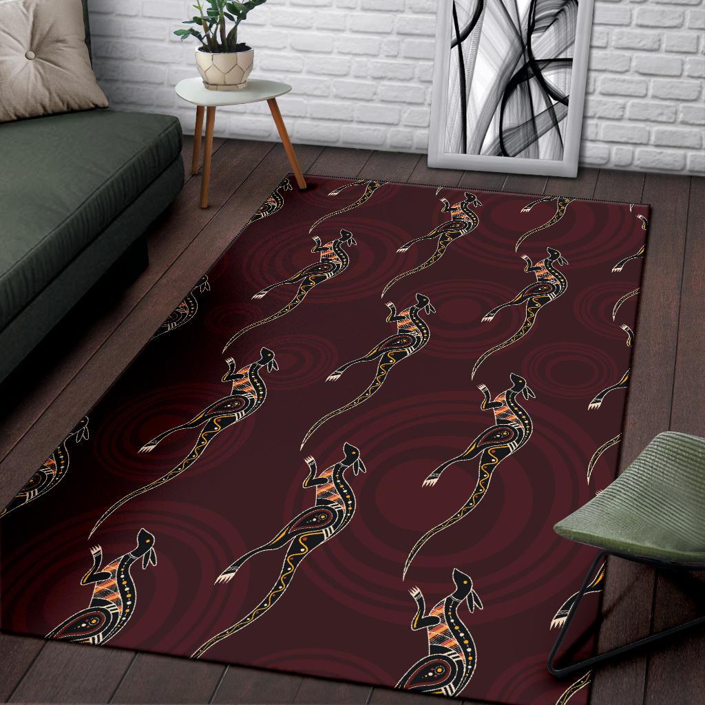 Area Rug - Kangaroo Rug Aboriginal Patterns Ver02 - Vibe Hoodie Shop