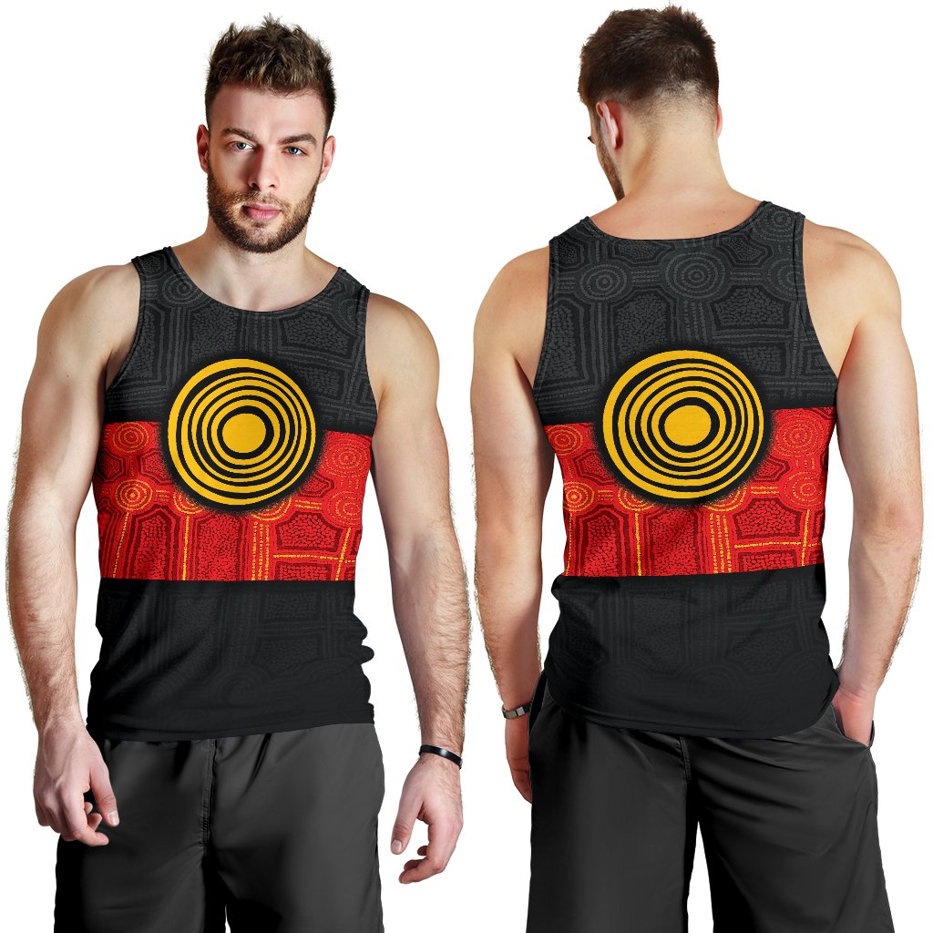 Aboriginal Men's Tank Top - Aussie Indigenous Flag - Vibe Hoodie Shop