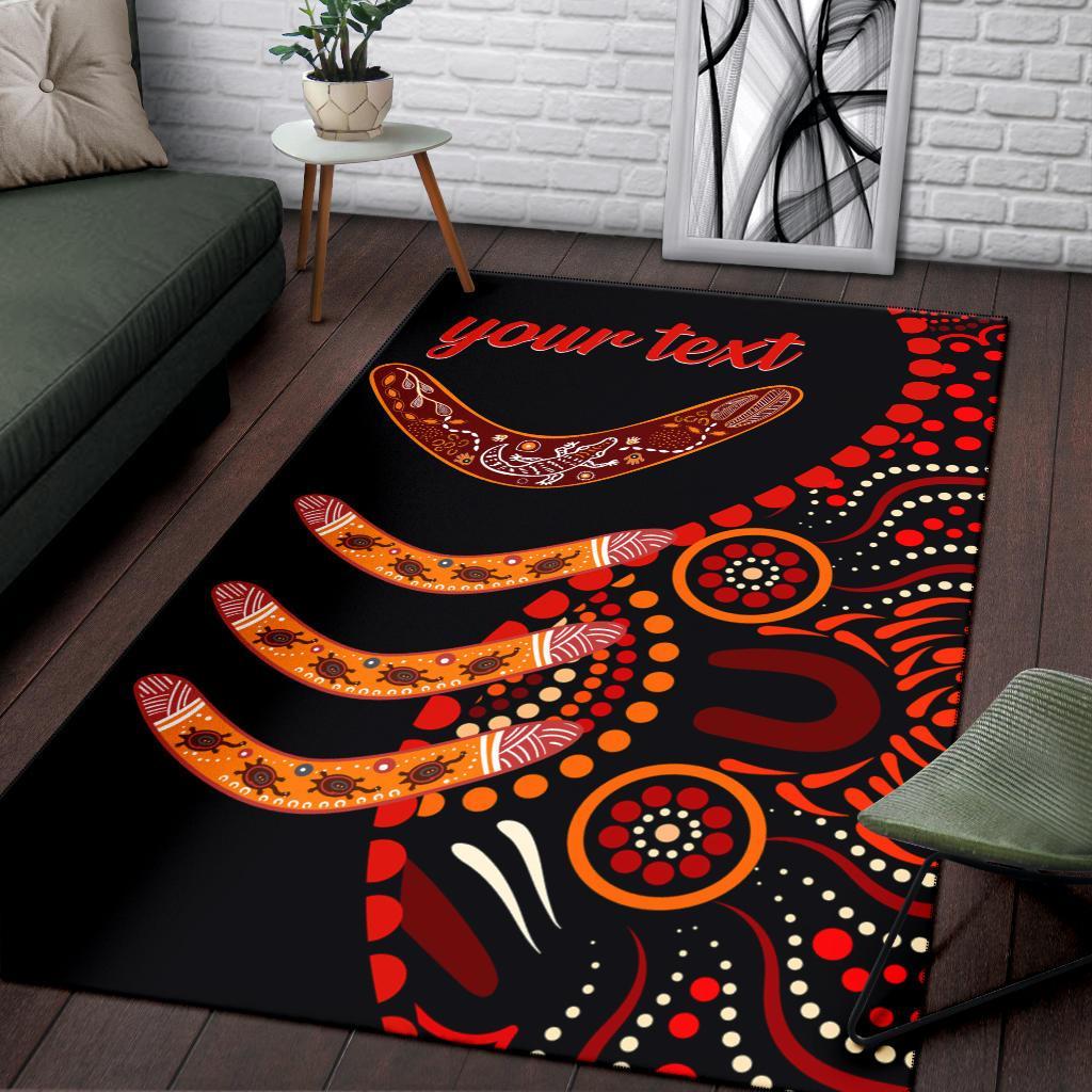 Aboriginal Personalised Area Rug - Aboriginal Boomerangs With Dot Painting Pattern - Vibe Hoodie Shop