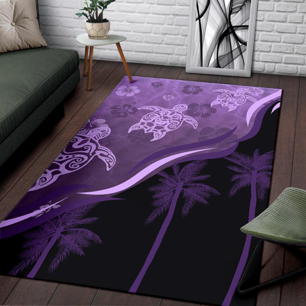 Purple Turtle Hibiscus Area Rug - Vibe Hoodie Shop