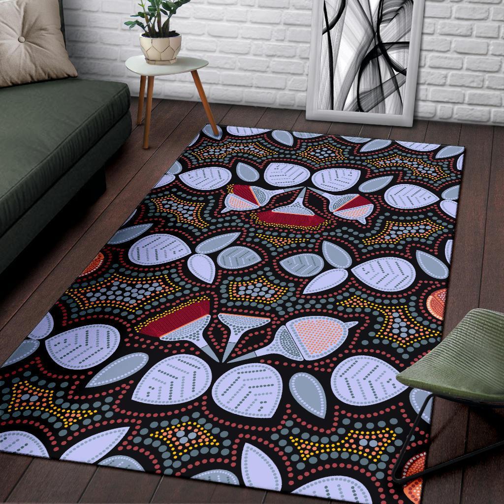 Area Rug - Aboriginal Eucalyptus Seamless Pattern - Vibe Hoodie Shop