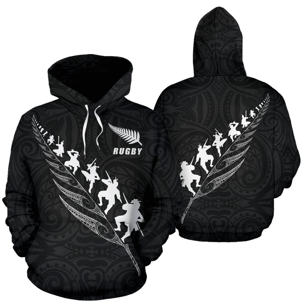 New Zealand Rugby Hoodie, Maori Haka Fern Pullover Hoodie - Vibe Hoodie Shop