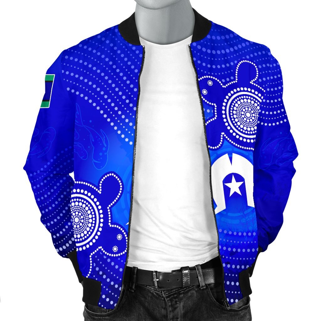 Torres Strait Islanders Men's Bomber Jacket - Torres Symbol With Turtle - Vibe Hoodie Shop