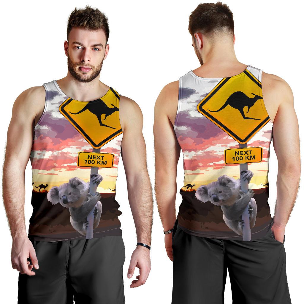 Men Tank Top - Koala Mens Tank Kangaroo Sign Sunset Landscape Art - Vibe Hoodie Shop