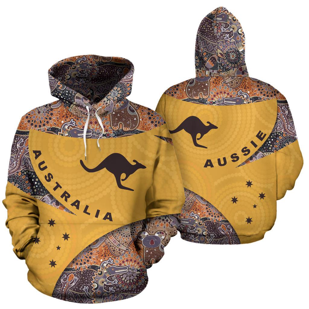 Aboriginal Hoodie - Kangaroo Koala Crocodile Patterns Endless - Vibe Hoodie Shop