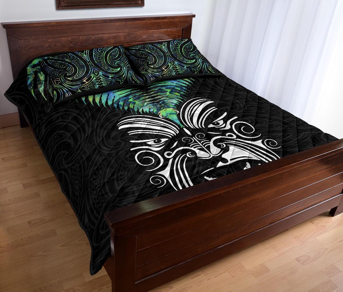 New Zealand Maori Moko Quilt Bed Set Paua Shell - Vibe Hoodie Shop