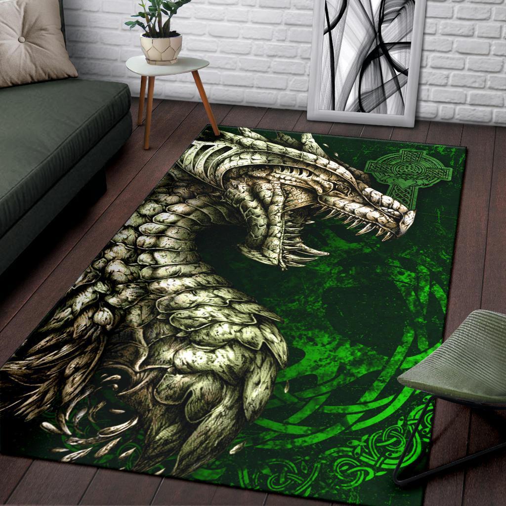 Ireland Celtic Area Rug - Dragon and Claddagh Cross - Vibe Hoodie Shop