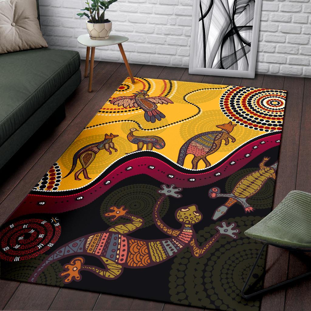 Aboriginal Area Rug - Indigenous Animals Life Art - Vibe Hoodie Shop