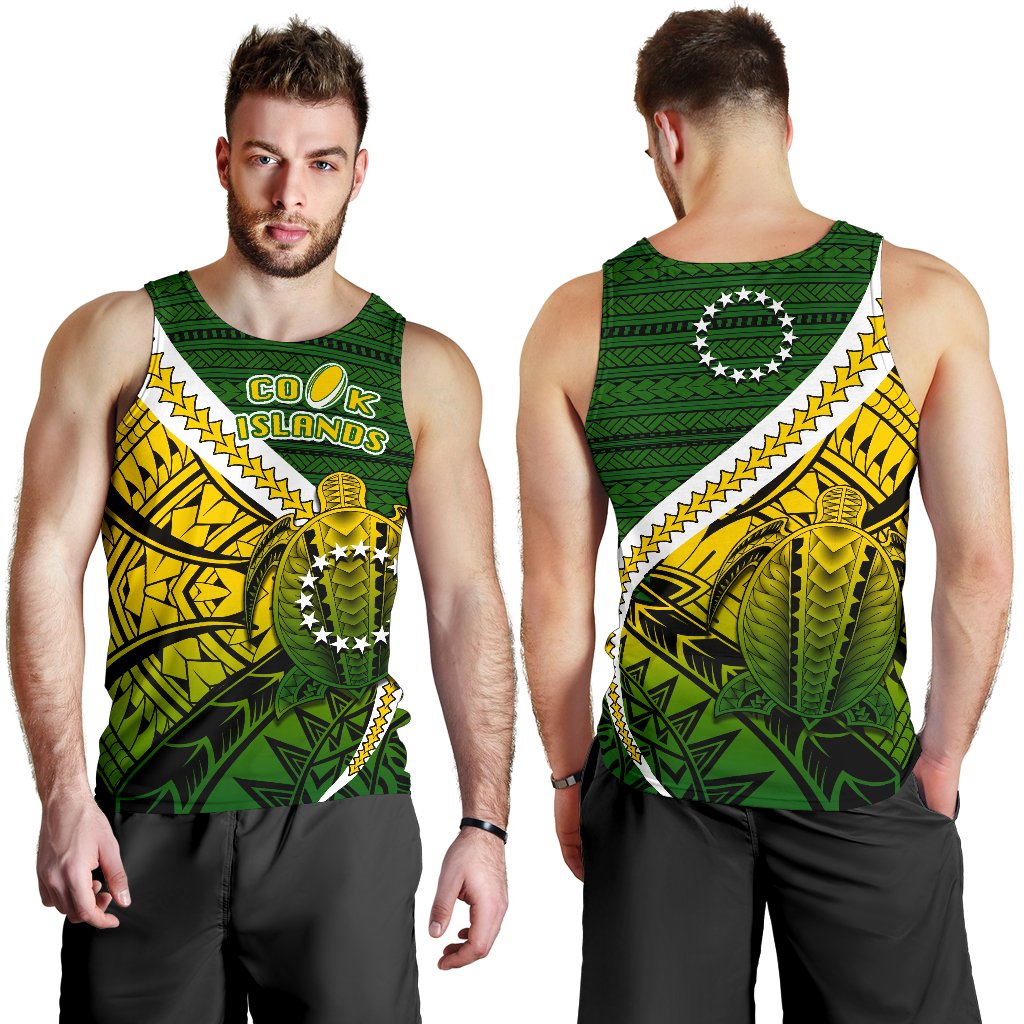 Cook Islands Men Tank Top Style Turtle Rugby - Vibe Hoodie Shop